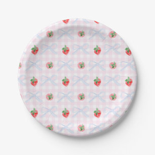 Preppy Berry First Birthday Watercolor Strawberrie Paper Plate