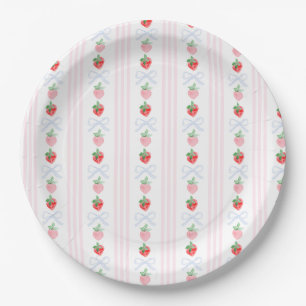 Preppy Berry First Birthday Watercolor Strawberrie Paper Plate