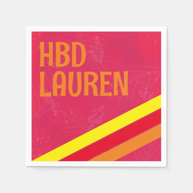 Preppy Birthday Hot Pink Stripe Napkin (Front)