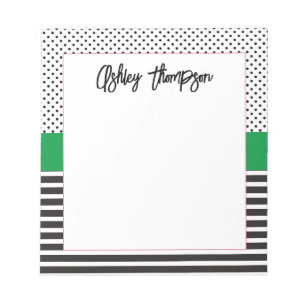 Preppy Black and White Dot Stripe Notepad