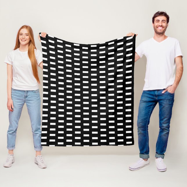  Preppy Black and White  Geometric Pattern Fleece Blanket (In Situ)
