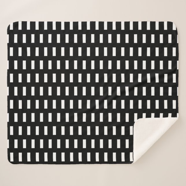  Preppy Black and White  Geometric Pattern Sherpa Blanket (Front (Horizontal))