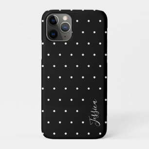 Preppy Black and White Tiny Polka Dots Pattern iPhone 11 Pro Case