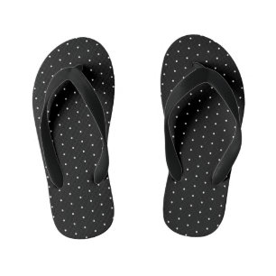  Preppy Black and White Tiny Polka Dots Pattern Kid's Flip Flops