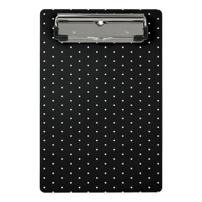  Preppy Black and White Tiny Polka Dots Pattern Mini Clipboard (Front)