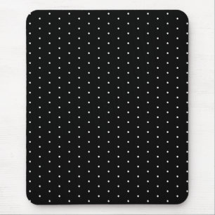Preppy Black and White Tiny Polka Dots Pattern Mouse Mat