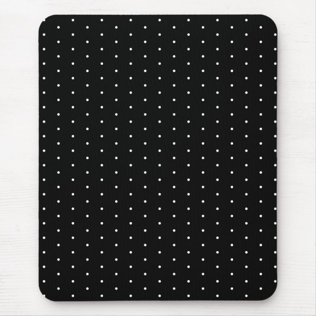  Preppy Black and White Tiny Polka Dots Pattern Mouse Mat (Front)
