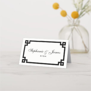 Preppy Black Greek Key Frame Escort Cards