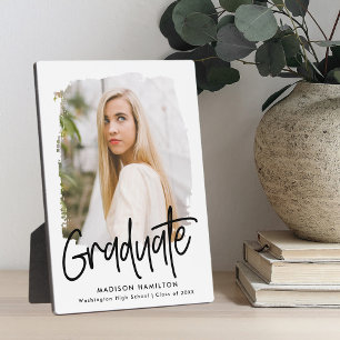 Preppy Black Script Graduation Photo Plaque