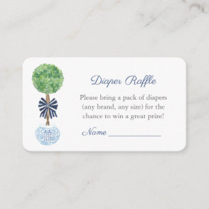 Preppy Blue And White Baby Shower Diaper Raffle Enclosure Card