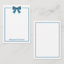 Preppy Blue and White Bow Personalised