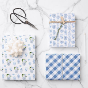 Preppy Blue And White Boy Baby Shower Wrapping Paper Sheet