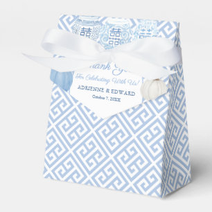 Preppy Blue And White Pumpkins Greek Key Wedding Favour Box