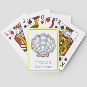 Preppy Blue and Yellow Plaid Scallop Shell Playing Cards