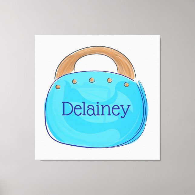Preppy Blue Bermuda Bag Personalised / Wall  Canvas Print (Front)