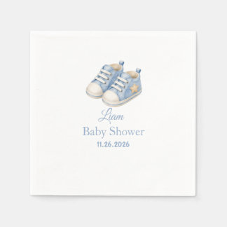 Preppy Blue Booties Design Baby Shower Napkin