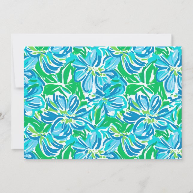 Preppy Blue Flowers Invitation (Front)
