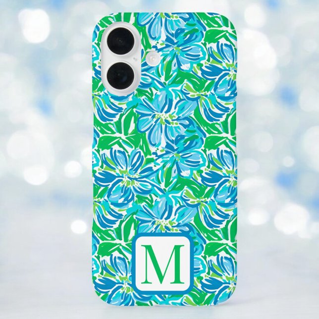 Preppy Blue Flowers Monogram Case-Mate iPhone Case (Creator Uploaded)