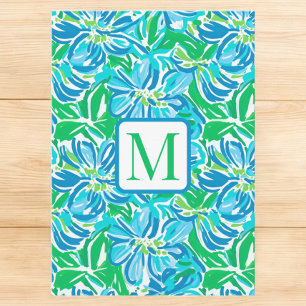 Preppy Blue Flowers Monogram Invitation