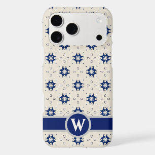 Preppy Blue Geometric Pattern Monogram Safety