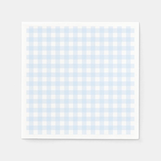 Preppy Blue Gingham Birthday Party Napkin (Front)