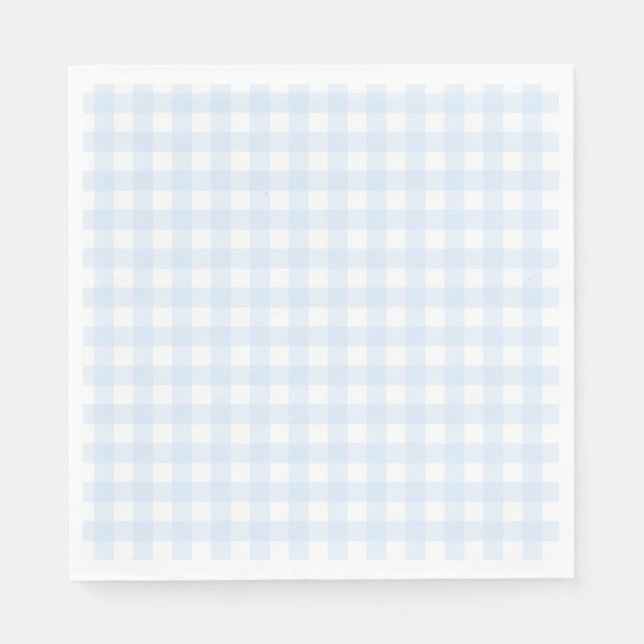 Preppy Blue Gingham Birthday Party Napkin (Front)