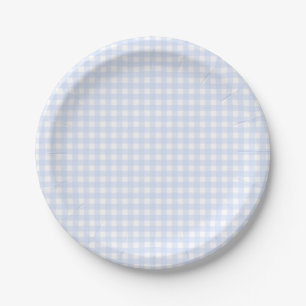 Preppy Blue Gingham Birthday Party Paper Plate