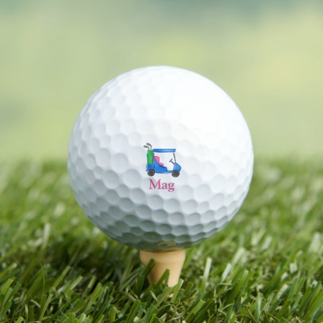 Preppy Blue Golf Cart Personalised Golf Balls (Insitu Tee)