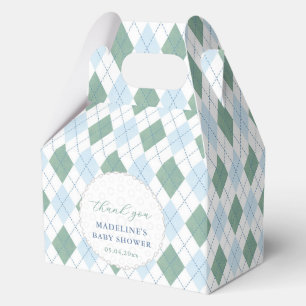 Preppy Blue Golf Diamond Print Baby Boy Shower Favour Box