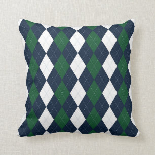 Preppy Blue & Green Argyle Pillow #2