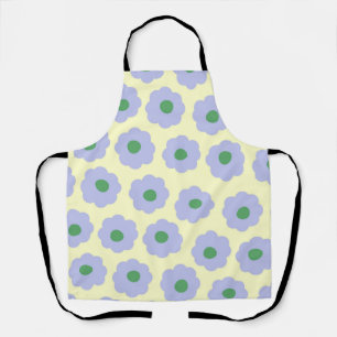 Preppy Blue Green Cute Hippie Flower Pattern Apron