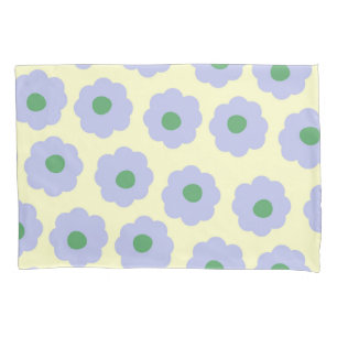 Preppy Blue Green Cute Hippie Flower Pattern Pillowcase