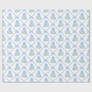 Preppy Blue Green Hydrangeas Wrapping Paper