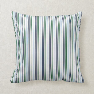 Preppy Blue & Green - Stripes #1 Pillow