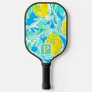 Preppy Blue Lemon Pattern Pickleball Racquet Pickleball Paddle