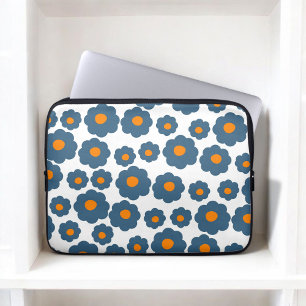Preppy Blue Orange Hippie Flower Pattern Laptop Sl Sleeve