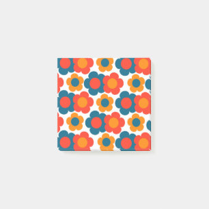 Preppy Blue Orange Hippie Flower Pattern Post-it Notes