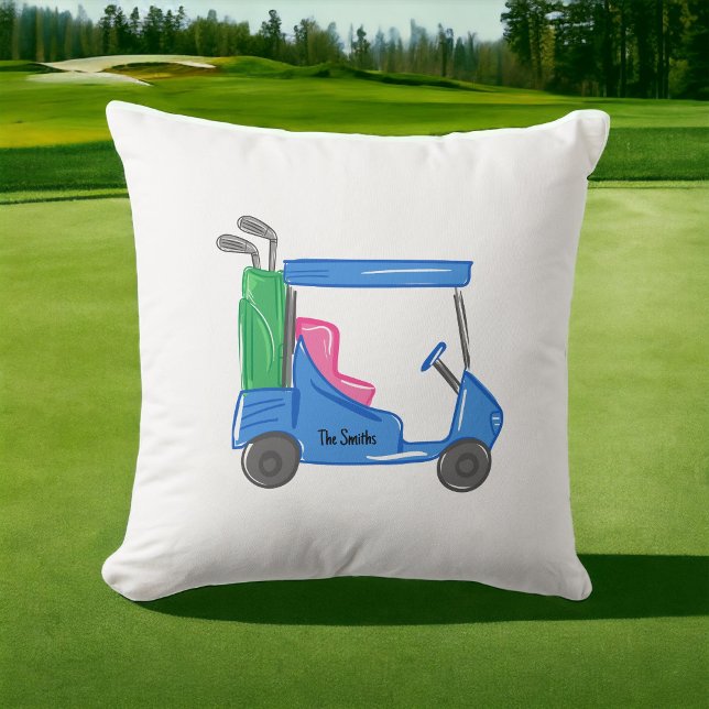 Preppy Blue Personalised Golf Cart Cushion (Creator Uploaded)