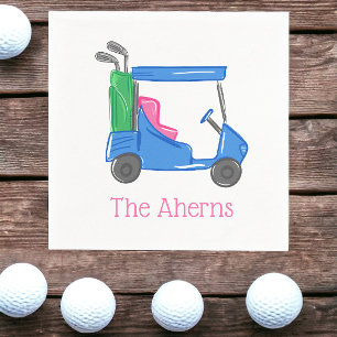 Preppy Blue Personalised Golf Cart Napkin