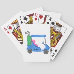 Preppy Blue Personalised Golf Cart Playing Cards