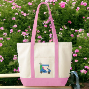 Preppy Blue Personalized Golf Cart Tote Bag