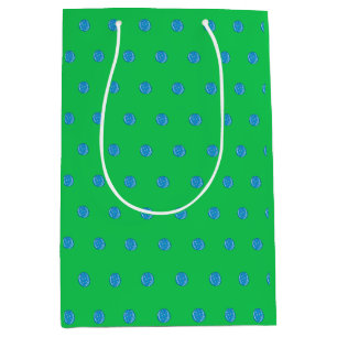 Preppy Blue Pickleball Green Initial Medium Gift Bag