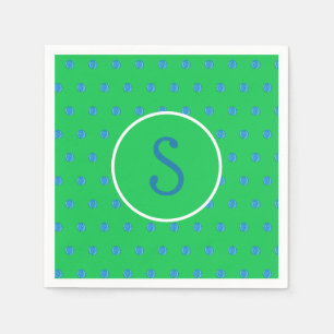Preppy Blue Pickleball Green Initial Napkin