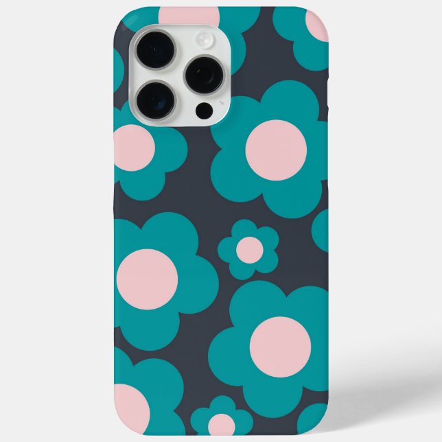 Preppy Blue Pink Hippie Flower Pattern Case-Mate iPhone Case (Back)