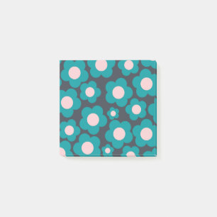Preppy Blue Pink Hippie Flower Pattern Post-it Not Notes