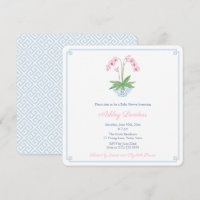 Preppy Blue Pink Orchid Ginger Jar Baby Shower