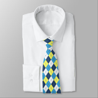 Preppy Blue Raspberry Lemon Yellow Argyle  Tie