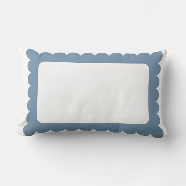 Preppy blue scallop edge lumbar cushion (Front)