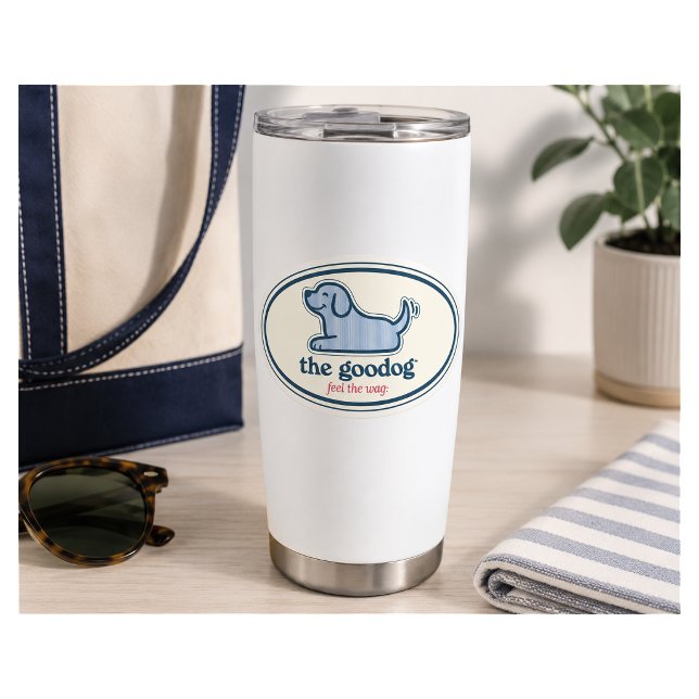 Preppy Blue Seersucker Dog Oval (Creator Uploaded)