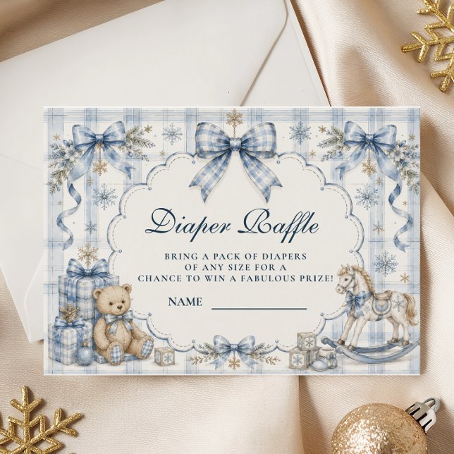 Preppy Blue Snowflake Diaper Raffle Enclosure Card (Creator Uploaded)